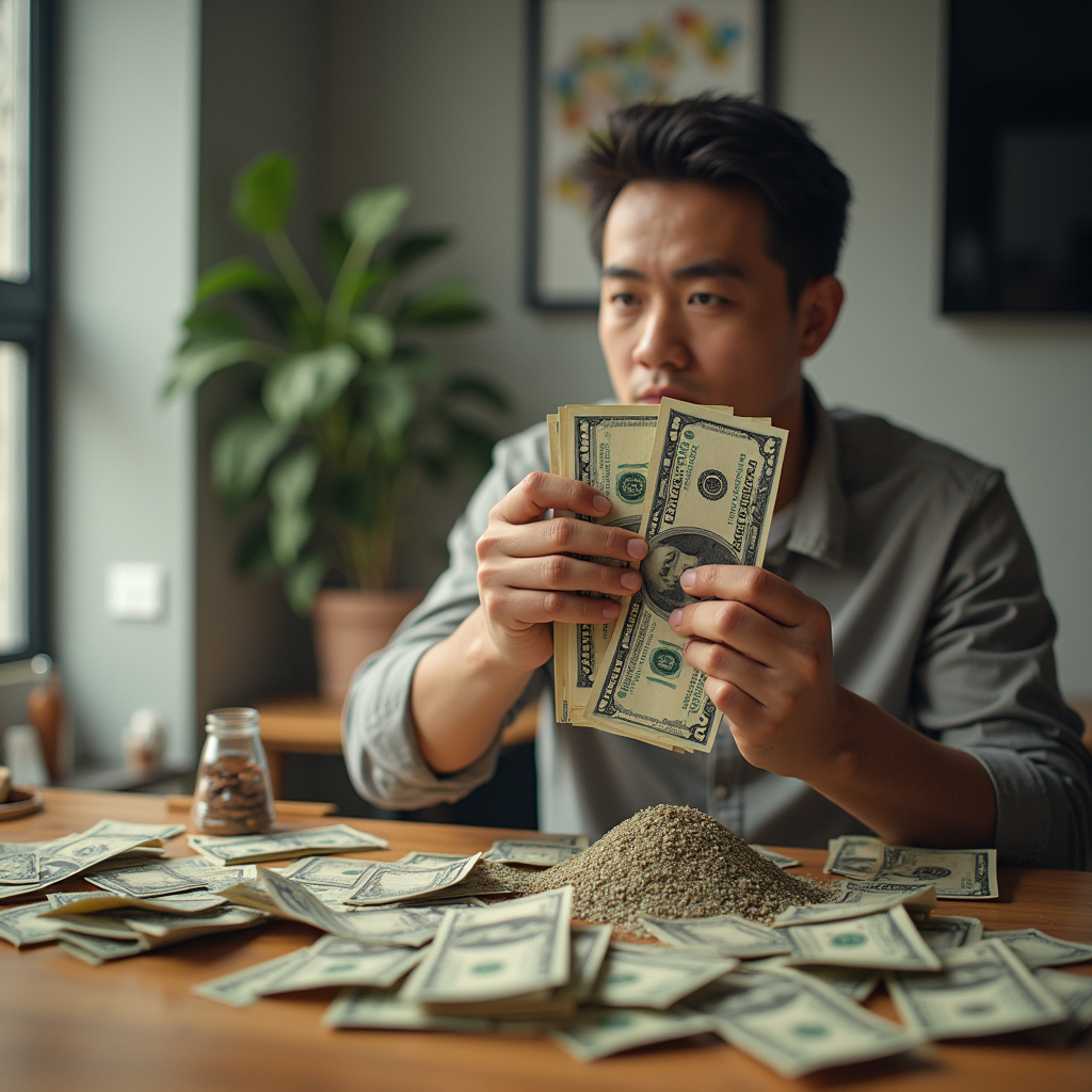 imagem de homem lidando com seu dinheiro para evitar despesas desnecessárias