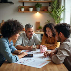 imagem de família planejando como investir de forma inteligente